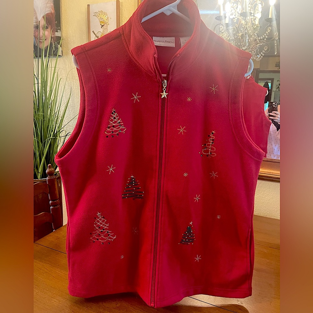 Drapers and Damons Fleece Christmas Vest Size L